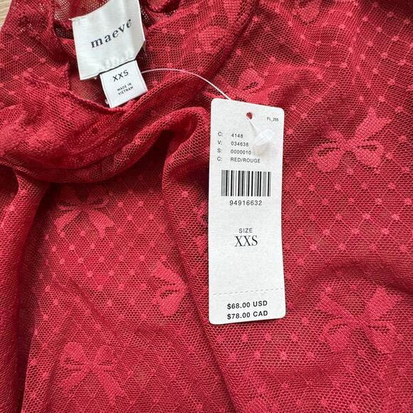 Maeve (Anthropologie) Bow Lace Turtleneck Top - Size XXS - Picture 4 of 8